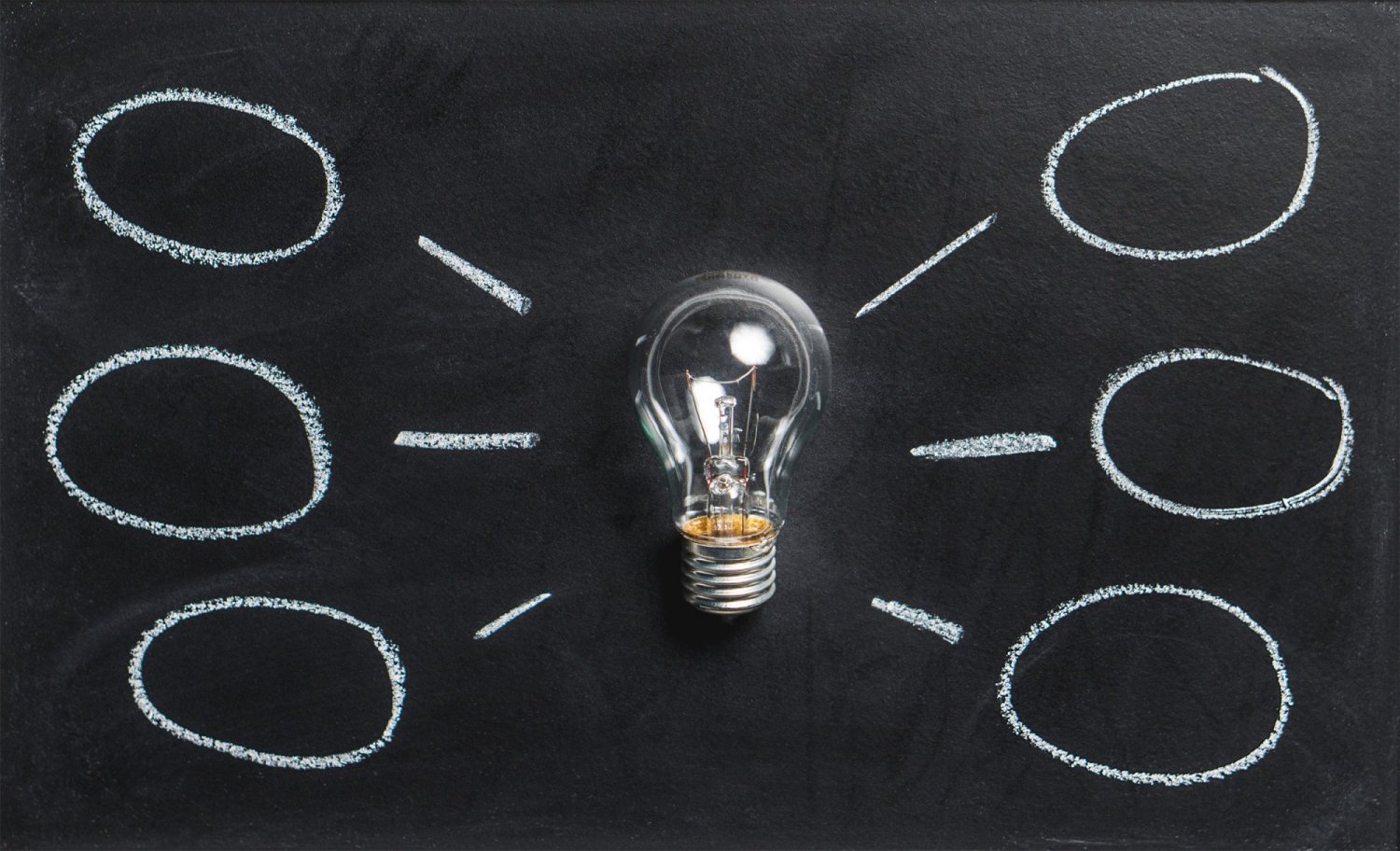 lightbulb on blackboard with ideas