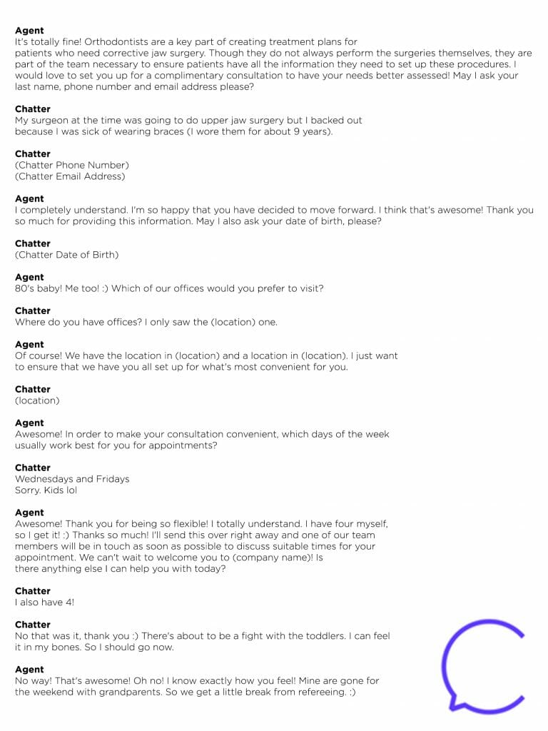 lead generation live chat trancript