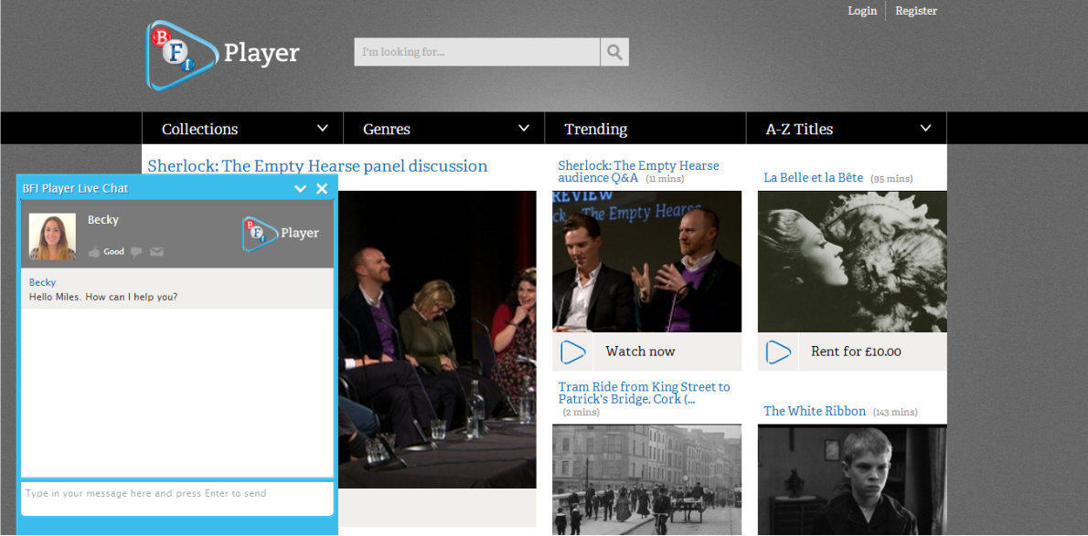 Online Live Help for BFI Player